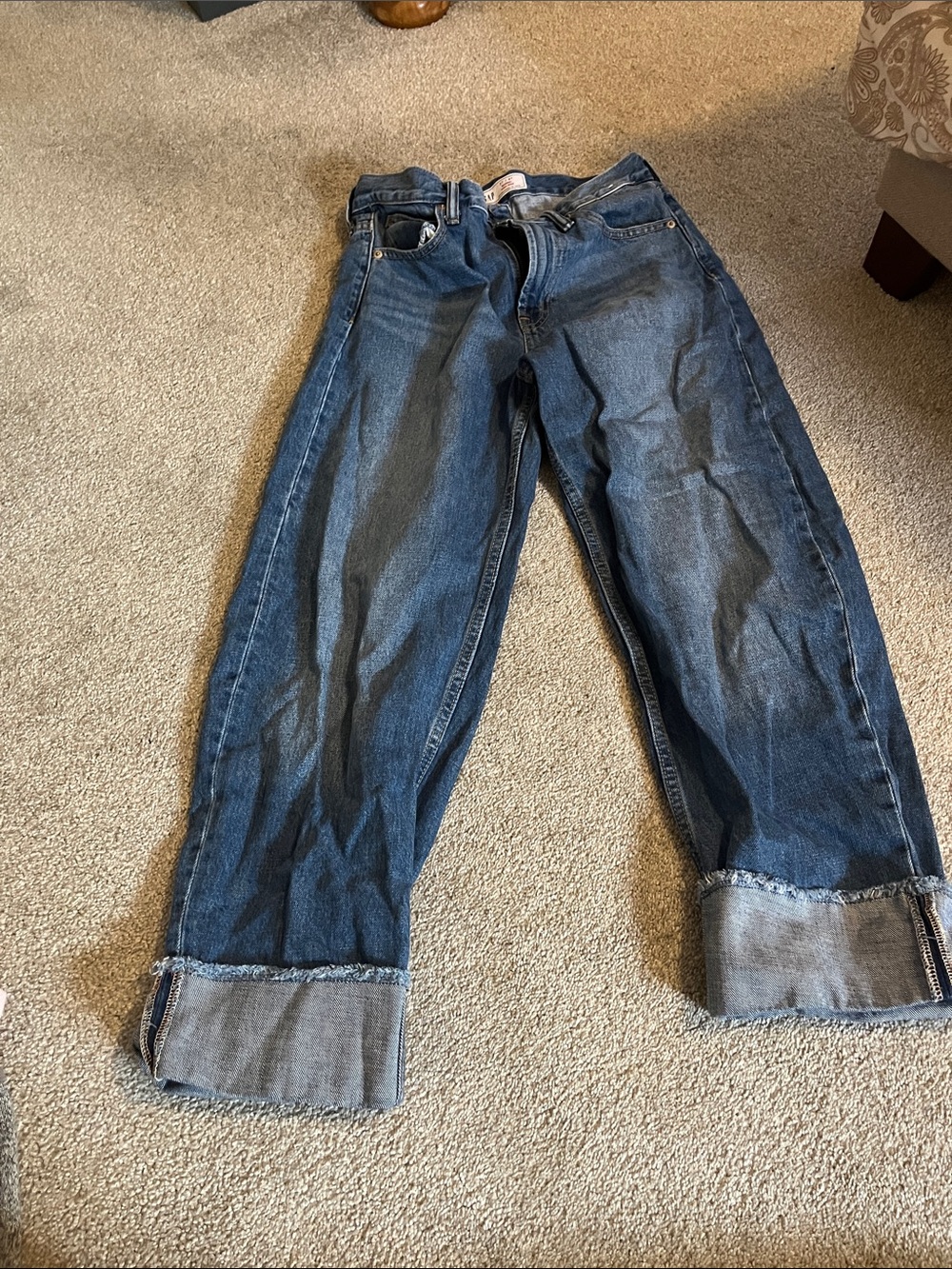GAP Mid-Dark Blue Boyfriend Jeans with Rolled Cuffs